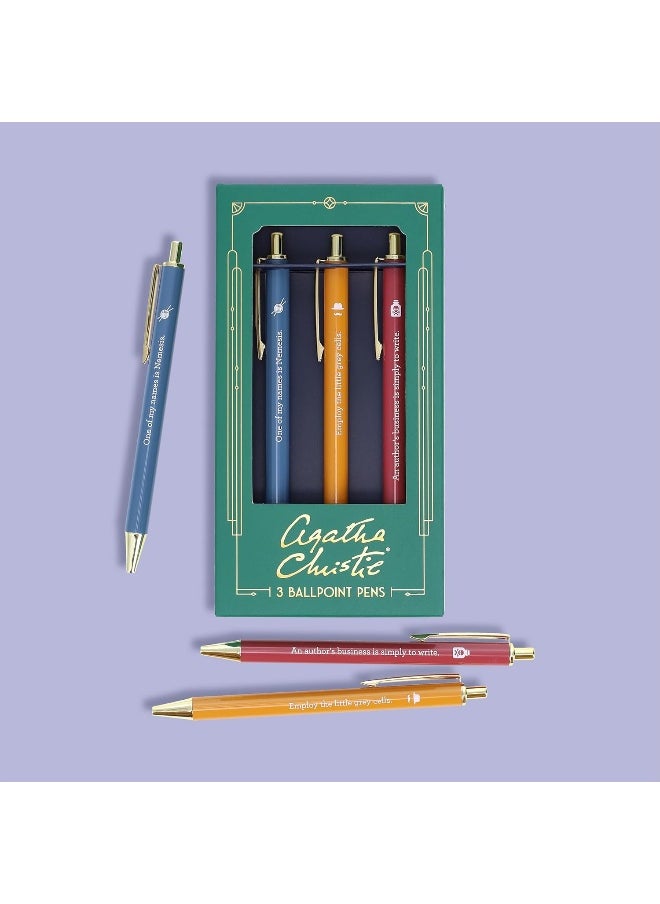 Chronicle Books Agatha Christie Pen Set: 3 Ballpoint Pens  - Image 4