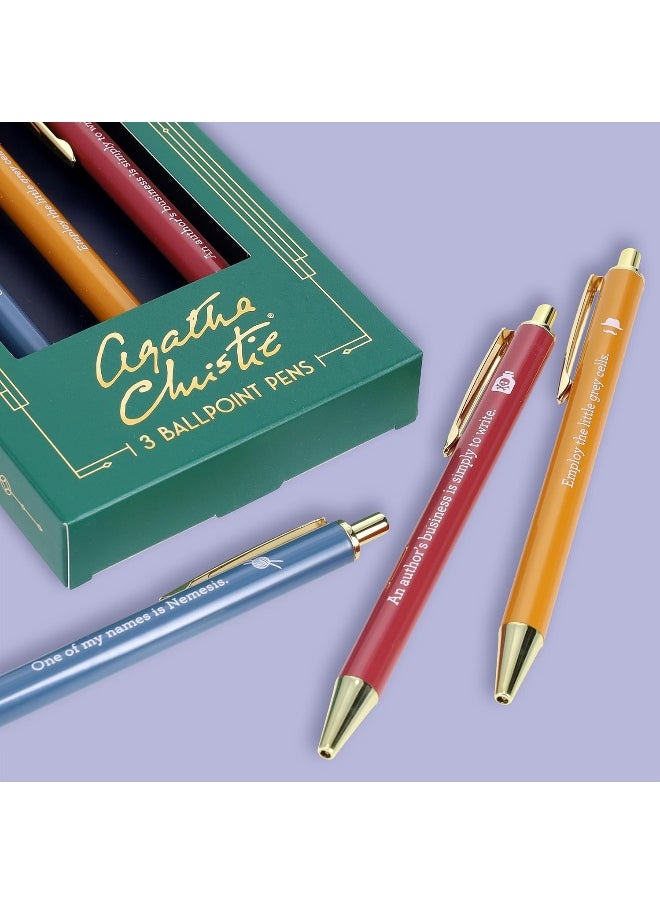 Chronicle Books Agatha Christie Pen Set: 3 Ballpoint Pens  - Image 3