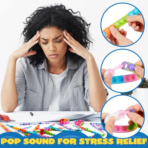 JOYIN Pop Fidget Toys pops Bulk 25 Pack Party Favors for Kids 4-8,8-12 Year, Fidget Bracelets Sensory Toys for Birthday Carnival Halloween Christmas Prizes Gifts Goodie Bags Stuffers for Kids - Image 5