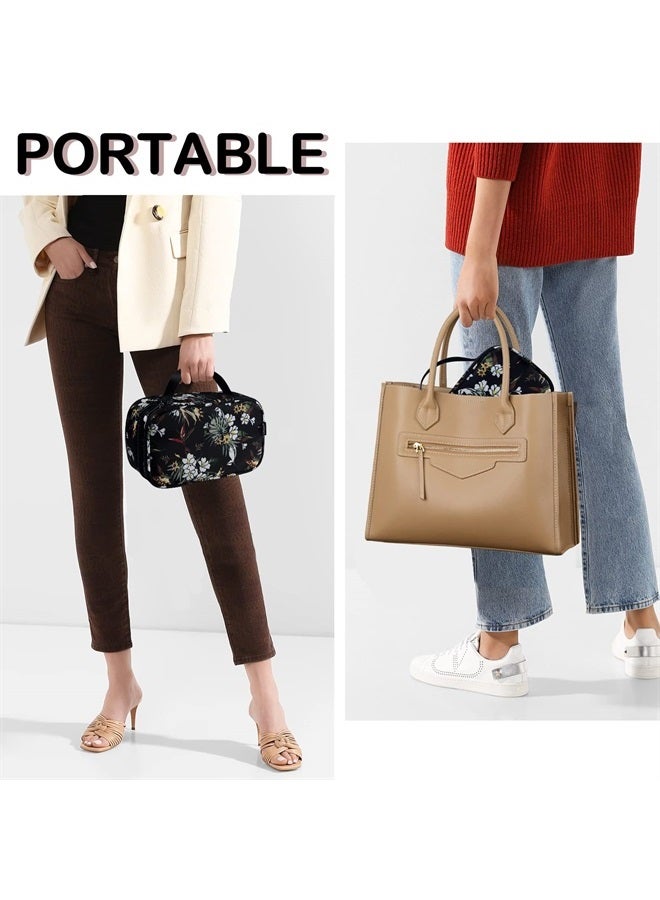 Gloppie Makeup Bag for Women Travel Size Cosmetic Case Make up Bag with Dual Layers Waterproof Makeup Box Zipper Cosmetic Pouch Brush Holder for Overnight Trips & Light Travelers - Image 2