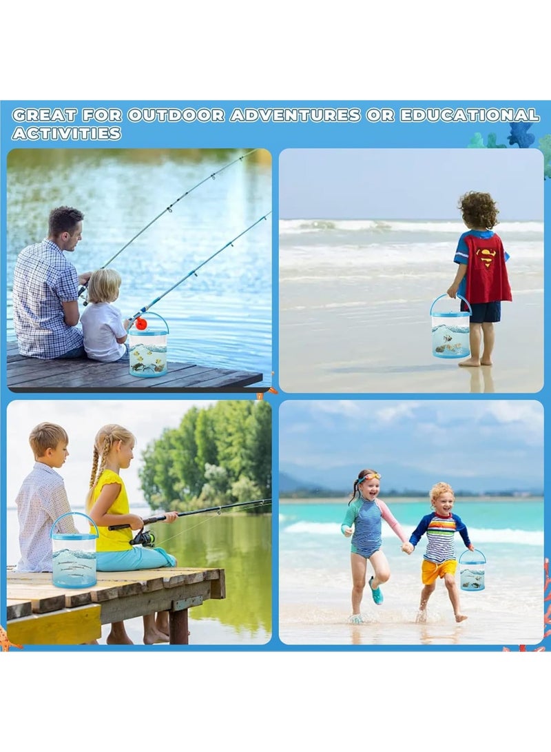 سيوسي Foldable Portable Aquarium, Collapsible Fish Tank for Transport, Plastic Container for Beach, Pool & Lake Fishing, Beginner-Friendly Critter Catcher & Release Habitat (Blue, 22x21cm) - Image 5