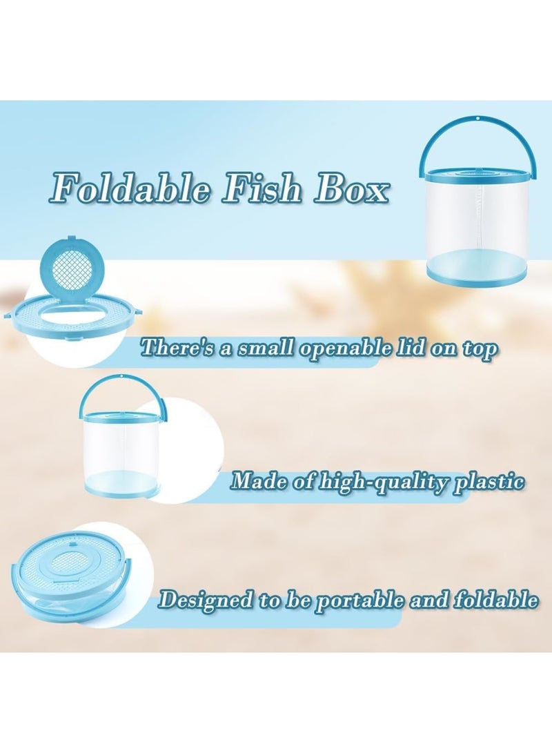 سيوسي Foldable Portable Aquarium, Collapsible Fish Tank for Transport, Plastic Container for Beach, Pool & Lake Fishing, Beginner-Friendly Critter Catcher & Release Habitat (Blue, 22x21cm) - Image 2