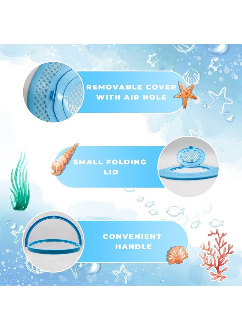 سيوسي Foldable Portable Aquarium, Collapsible Fish Tank for Transport, Plastic Container for Beach, Pool & Lake Fishing, Beginner-Friendly Critter Catcher & Release Habitat (Blue, 22x21cm) - Image 4