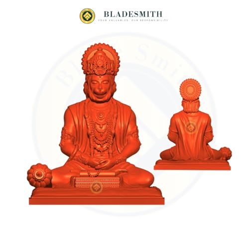 BLADESMITH Bajrangbali Hanuman ji Idol Statue murti for Car Dashboard Home Decoration Puja Mandir Orange Color - Image 4