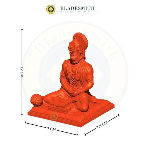 BLADESMITH Bajrangbali Hanuman ji Idol Statue murti for Car Dashboard Home Decoration Puja Mandir Orange Color - Image 3