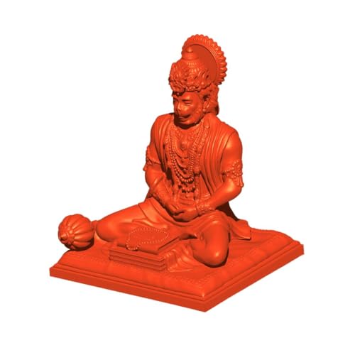 BLADESMITH Bajrangbali Hanuman ji Idol Statue murti for Car Dashboard Home Decoration Puja Mandir Orange Color - Image 1