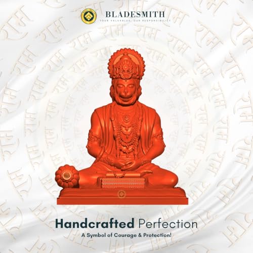 BLADESMITH Bajrangbali Hanuman ji Idol Statue murti for Car Dashboard Home Decoration Puja Mandir Orange Color - Image 2