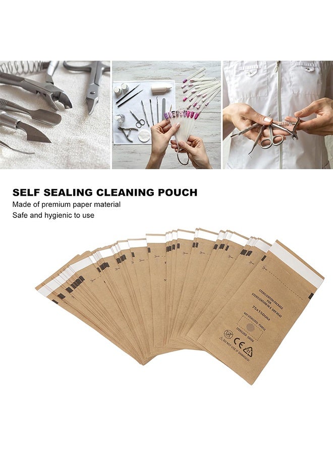 HY 50 Pcs Disposable Self-Sealing Sterilizer Pouches for Nail Tool, Dry Heat Autoclave Nail Tools Sterilizer Bags Kraft Paper Cleaning Bags For Dentist Tools and Nail Art Supplies (75mm x 150mm) - Image 2