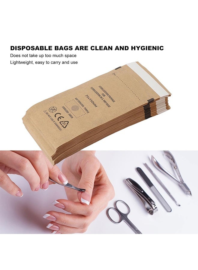 HY 50 Pcs Disposable Self-Sealing Sterilizer Pouches for Nail Tool, Dry Heat Autoclave Nail Tools Sterilizer Bags Kraft Paper Cleaning Bags For Dentist Tools and Nail Art Supplies (75mm x 150mm) - Image 3