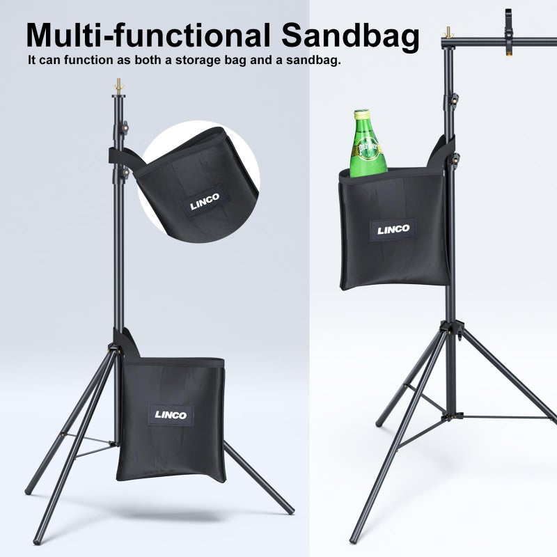 LINCO Backdrop Stand for Parties Kit 10x7 ft Adjustable Back Drop Photography Studio Photo Background Support System with Clamps, Sand Bag, Carrying Bag 4172 - Image 3