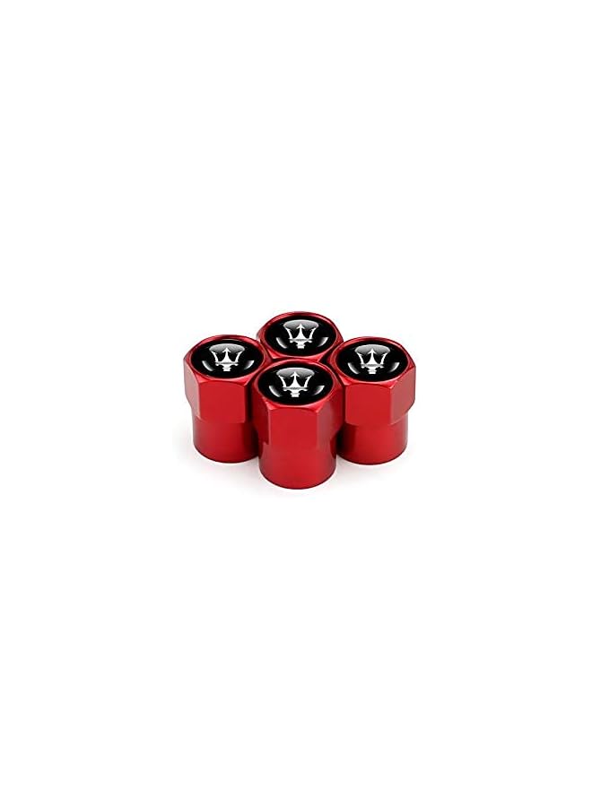 S-TOP Fit Maserati Stem Cap 4pcs Universal Car Tire Valve Stem Caps Air Cover Car Accessories Hex 016 Red Stem Cover - Image 4