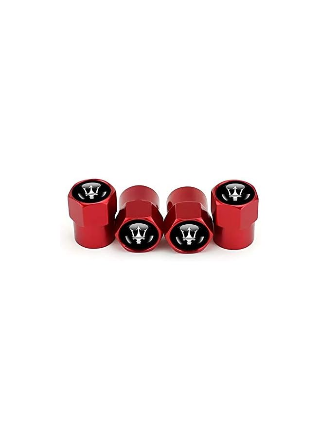 S-TOP Fit Maserati Stem Cap 4pcs Universal Car Tire Valve Stem Caps Air Cover Car Accessories Hex 016 Red Stem Cover - Image 3
