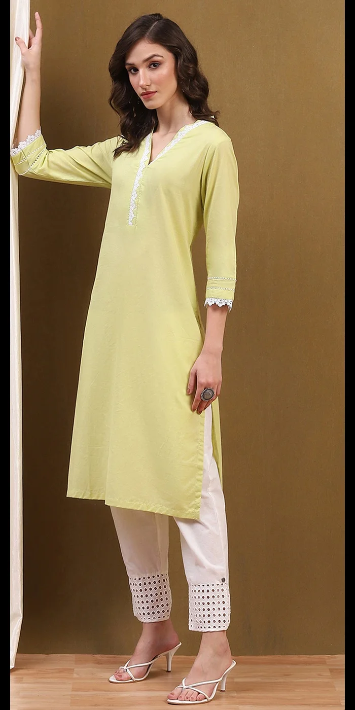 بيبا قطن أخضر فاتح ليموني صلب، كرتا عادية ومستقيمة