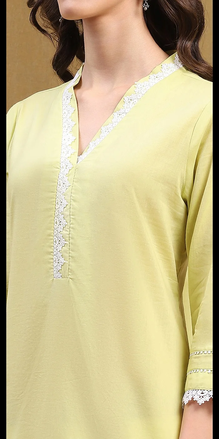 بيبا قطن أخضر فاتح ليموني صلب، كرتا عادية ومستقيمة