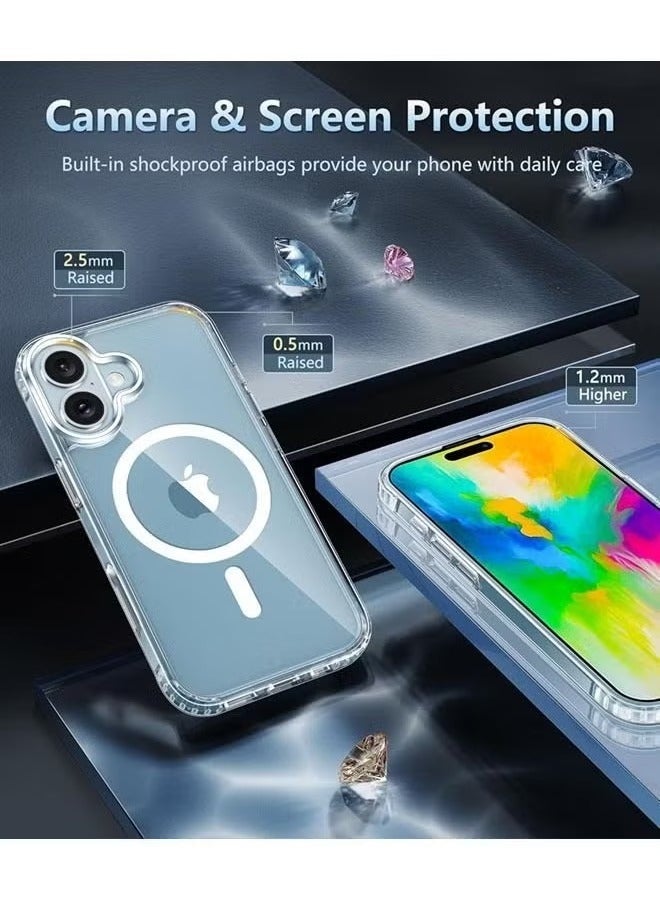 Raxoom MagSafe Compatible Magnetic Case for iPhone 16 â€“ Clear Shockproof Case with Tempered Glass Screen and Camera Protectors, Drop Protection, and Wireless Charging Compatibility - Image 2