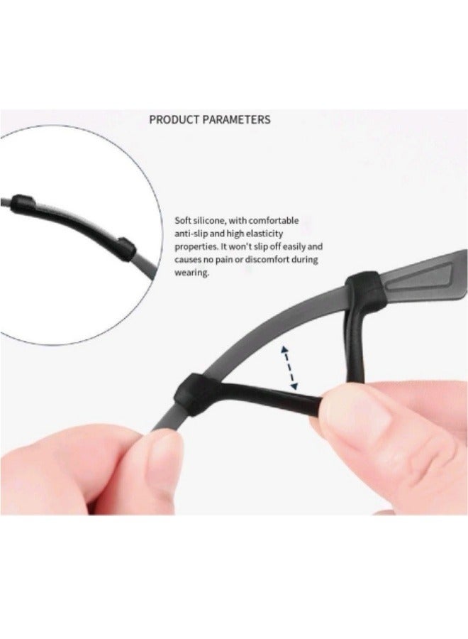 8 قطع وسائد أذن للنظارات (بني/أسود/رمادي/شفاف)، ملحقات نظارات مريحة مرنة مضادة للانزلاق - Image 3