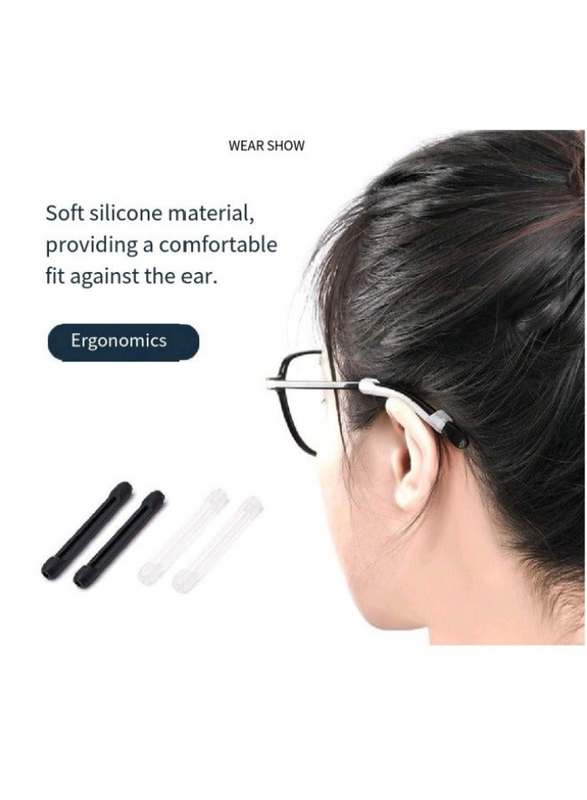 8 قطع وسائد أذن للنظارات (بني/أسود/رمادي/شفاف)، ملحقات نظارات مريحة مرنة مضادة للانزلاق - Image 4