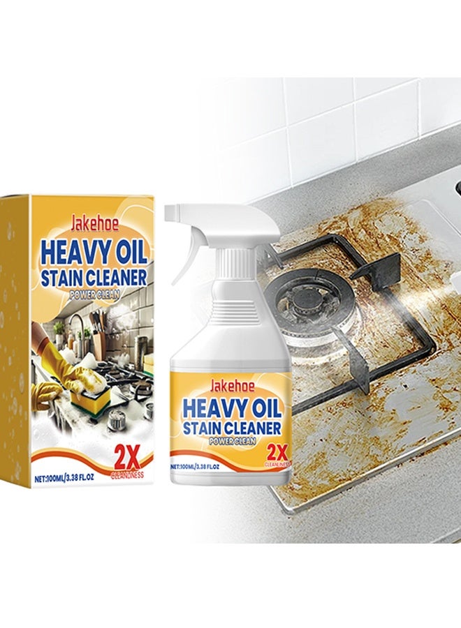 Jakehoe منظف بقع الزيت الثقيل، منظف فقاعي لبقع الزيت الثقيل، عبوة 100 مل لجميع الأغراض، منظف فقاعي للمطبخ للتنظيف العميق، رذاذ مزيل الأوساخ للشفاط، الفرن، الأواني، الشوايات، الحوض 100 مل - Image 1