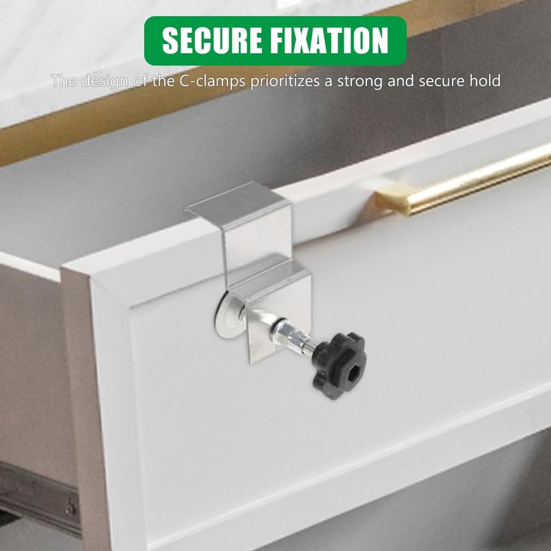 Serplex ® 2PCS مشابك C للعمل الخشبي، مشبك تثبيت الأدراج مع وسادة حماية سيليكون، أدوات خزائن العمل الخشبي لج knobs الأبواب، تصميم برغي التعديلات لمشبك تثبيت الأدراج الخشبية - Image 5