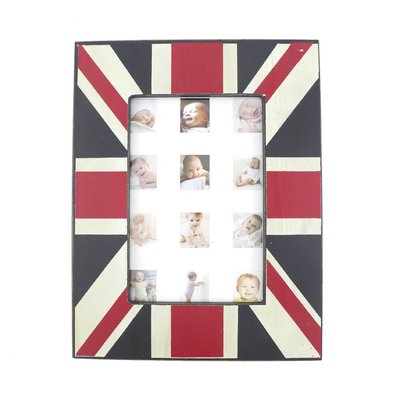 Zhenzan Frames Wood Table Top UK National Flag Theme Family Picture Photo Frame with Glass Front for Home Decor 4x6