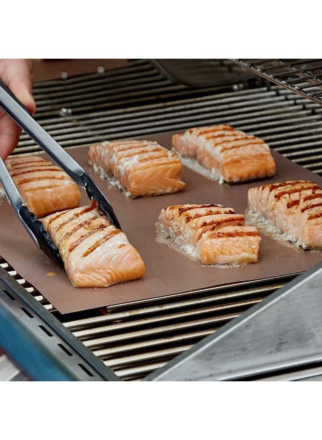 هوميرا طقم حصائر شواء قابلة لإعادة الاستخدام، قطعتان، 40 × 34 سم و35 × 24 سم، بديل غير لاصق لشوايات الفحم والغاز والفرن، سطح طهي سهل التنظيف - Image 3