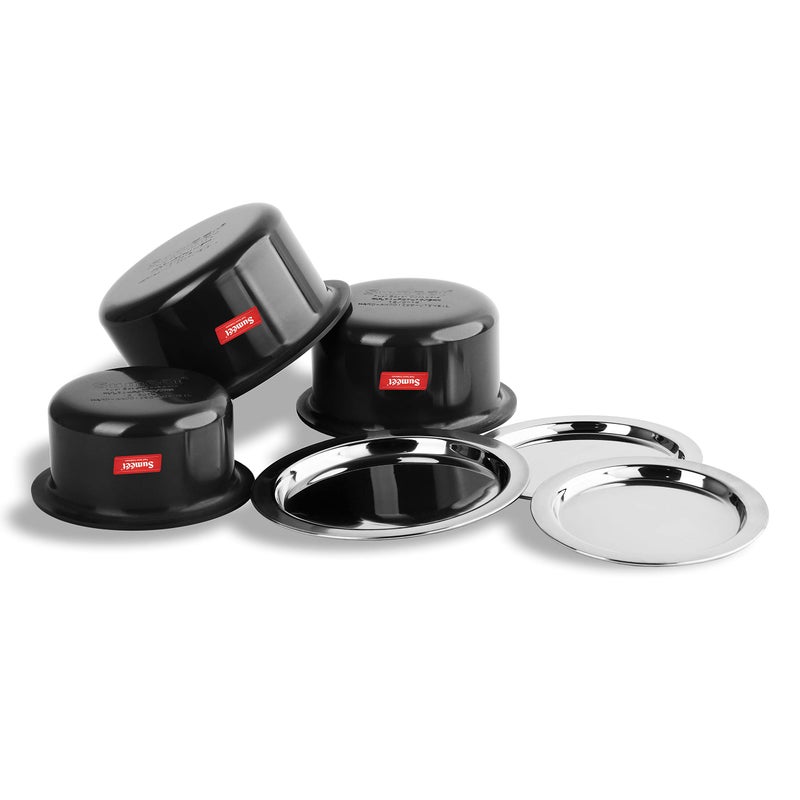 Sumeet Aluminium Anodized Tope Set, 1.8, 2.3, 2.9 Liters, 3 Piece (Black) - Image 3