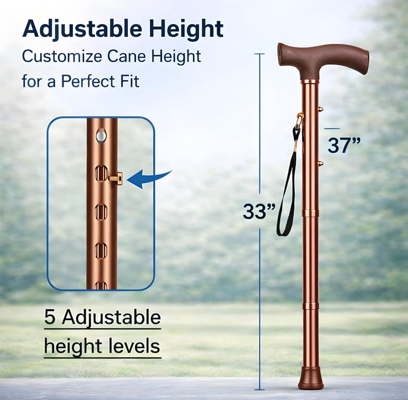 MCP Jindal 4 Folding Sections Foldable Walking Stick for Men - Brown - Beige - Image 5