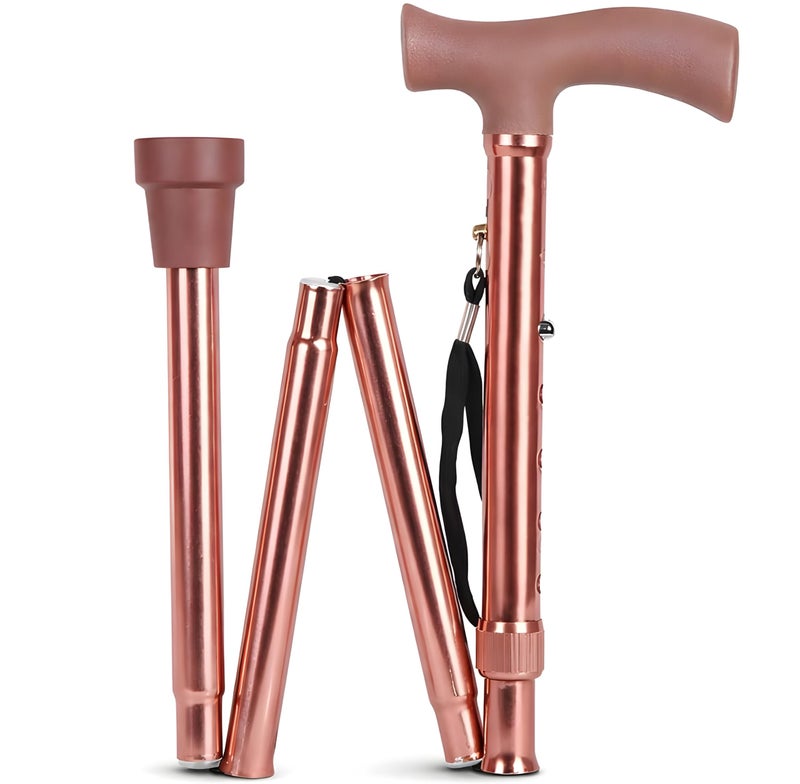 MCP Jindal 4 Folding Sections Foldable Walking Stick for Men - Brown - Beige - Image 1