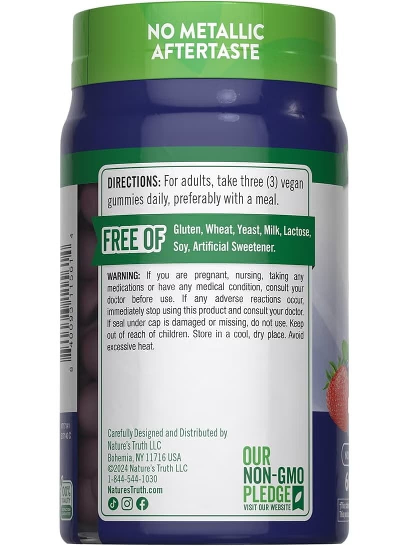 Nature's Truth Zinc Gummies 50mg,  Vegan, Non-GMO & Gluten Free Supplement Mixed Berry Flavor 60 Count - Image 2
