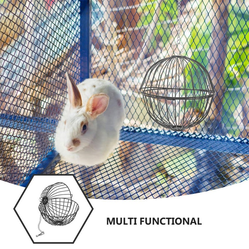 Small Pet Hay Ball Feeder Hanging Dry Food Dispenser For Hamster And Rabbit Cage Black - Image 4