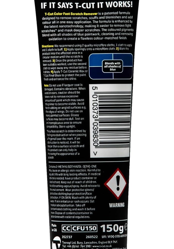 T-Cut Colour Fast Blue Car Wax Polish Scratch Remover Colour Enhancer - 150g - Image 2