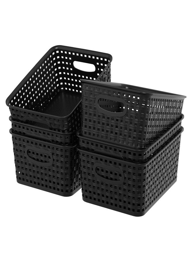 Xyskin 6-Pack Desktop Storage Baskets, Kitchen Organizer Bin, Plastic Storage Basket for Shelves, Black - Image 4