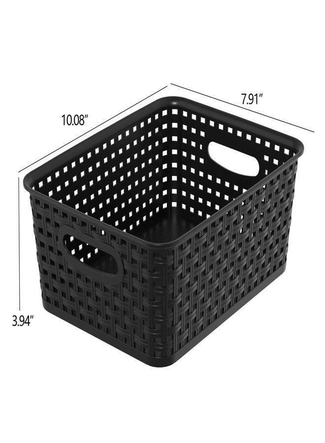 Xyskin 6-Pack Desktop Storage Baskets, Kitchen Organizer Bin, Plastic Storage Basket for Shelves, Black - Image 2