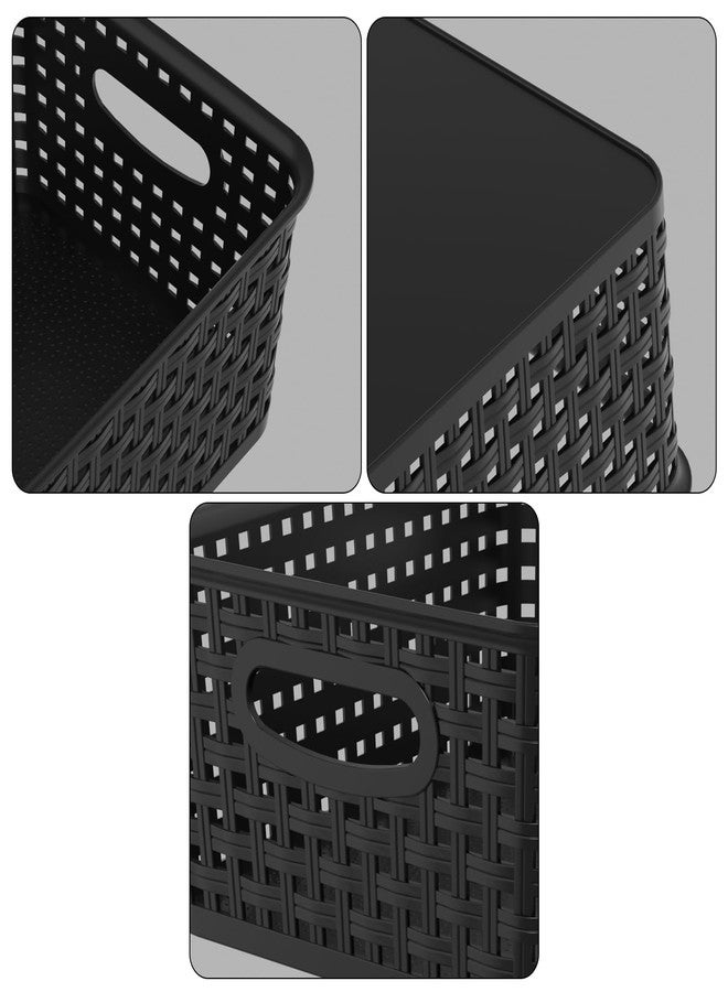 Xyskin 6-Pack Desktop Storage Baskets, Kitchen Organizer Bin, Plastic Storage Basket for Shelves, Black - Image 3