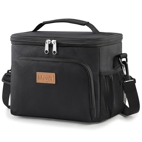 Lifewit Reusable Insulated Lunch Bag for Men Lunch Box Women Portable Cooler Freezable Soft Lunchbox Leakproof with Adjustable Shoulder Strap for Adult for Work Picnic or Travel Black 9L