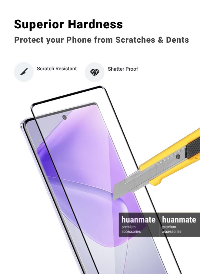 huanmate 2 Pieces Infinix Hot 50 Pro Plus Screen Protector – Premium Edge to Edge Tempered Glass, High Transparency, Delicate Touch, Anti-Explosion, Smooth Arc Edges, Easy Installation - Image 3