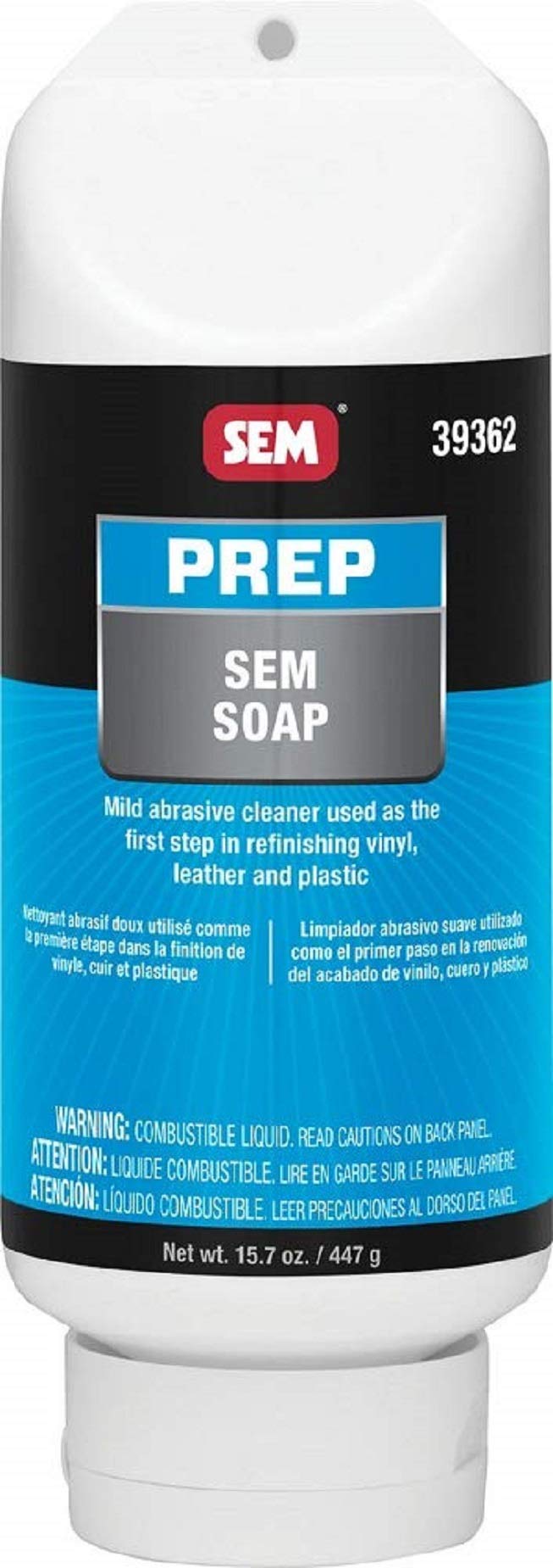 SEM 39362 Prep Soap for Automotive Refinishing Vinyl Plastic and Leather Materials 15 oz