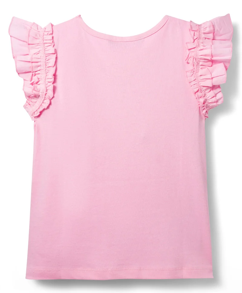 Pine Kids Pine Kids Cotton Knit Frill Sleeves Top With Butterfly Embroidery - Pink