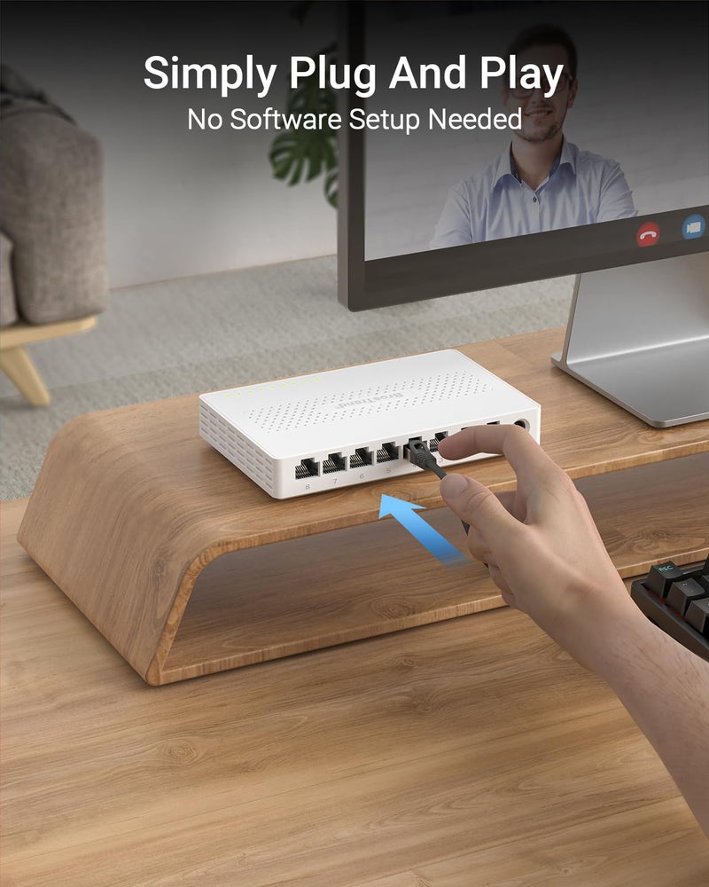 BrosTrend 2.5Gb Switch, 8 Port Network Switch 2.5 Gigabit, Unmanaged Ethernet Switch for Game Console, NAS, PC, Computer Networking Switch Plug & Play Fanless, Desktop Wall Mount, Lifetime Protection - Image 5