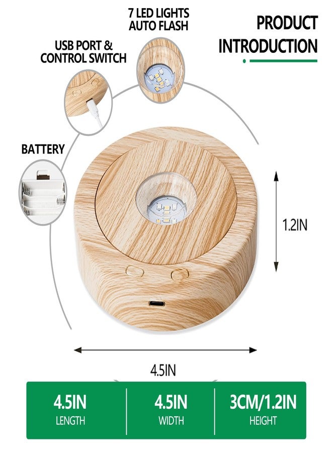 حامل إضاءة LED دوار من ZEERSHEE مقاس 4.5 بوصة، بنمط تغيير الألوان، وقاعدة عرض خشبية دوارة للكرات الكريستالية والتماثيل الصغيرة - Image 2