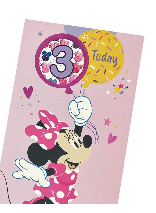UK Greetings Disney 3Rd Birthday Card For Her/Girl With Envelope - Badge Design - With Minnie Mouse, 121Mm X 229Mm - Image 4