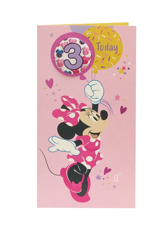 UK Greetings Disney 3Rd Birthday Card For Her/Girl With Envelope - Badge Design - With Minnie Mouse, 121Mm X 229Mm - Image 5