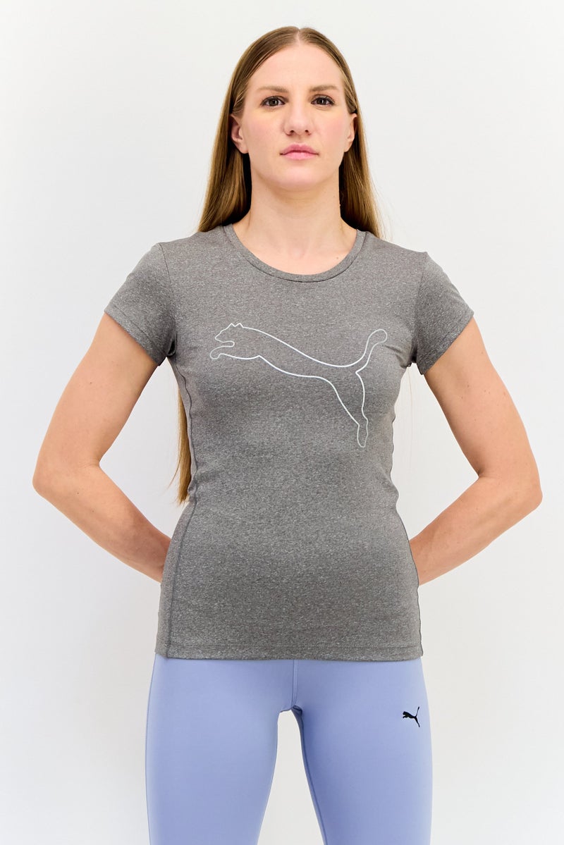 PUMA Women Slim Fit Brand Logo Outdoor T-Shirt, Grey - Image 1