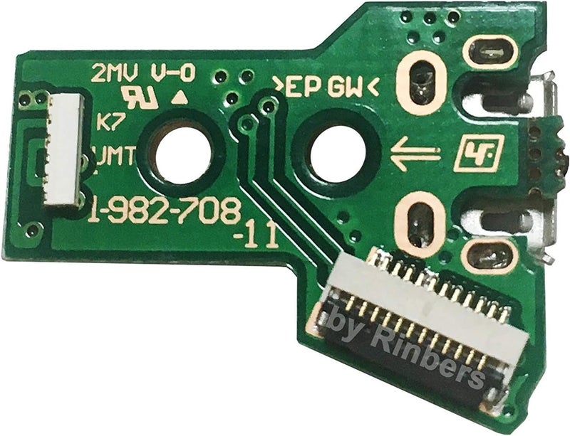 Rinbers حزمة من 2 JDS-050 JDS-055 منفذ شحن بديل محول Micro USB لوحة دائرة الشحن مع كابل مرن ذو 12 دبوسًا لوحدة تحكم Sony PS4 الجيل الخامس DualShock 4 - Image 5