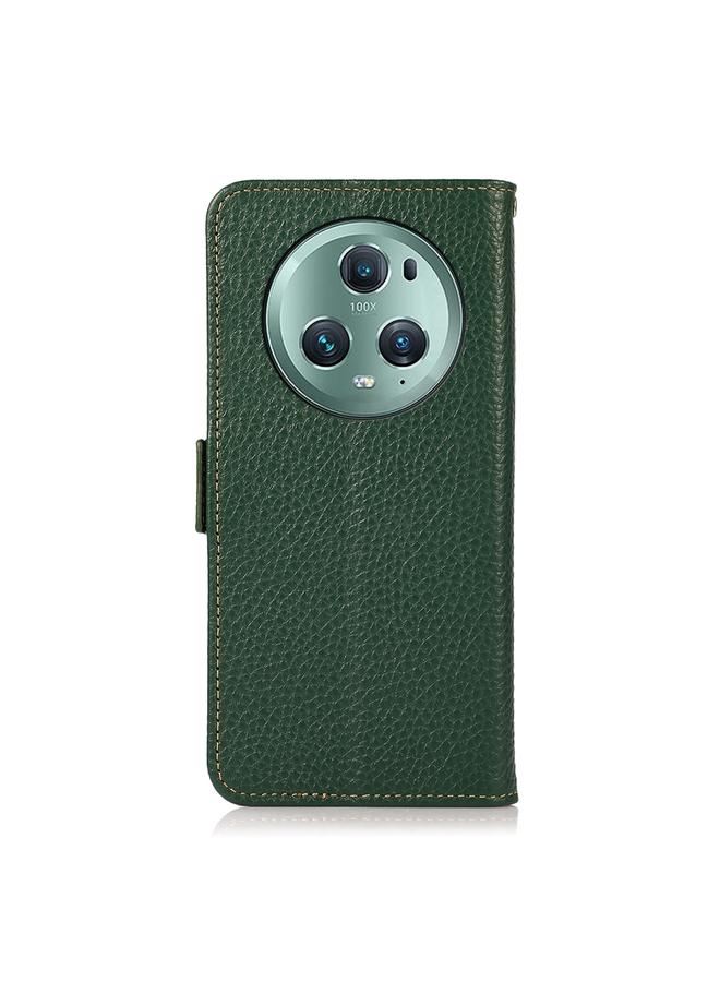 S-TOP Case For Honor Magic5 Pro KHAZNEH Side-Magnetic Litchi Genuine Leather RFID Phone Case - Image 3