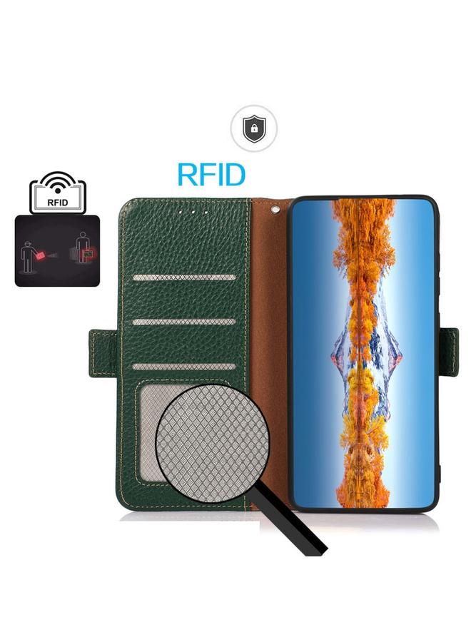S-TOP Case For Honor Magic5 Pro KHAZNEH Side-Magnetic Litchi Genuine Leather RFID Phone Case - Image 4