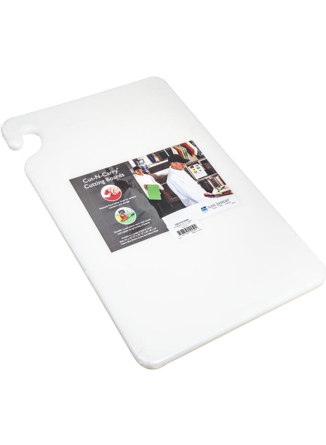 San Jamar Cut-N-Carry Cutting Board with Molded-in Ruler, Plastic Chopping Board for Kitchen, 12" x 18", 1 Count, White - Image 1
