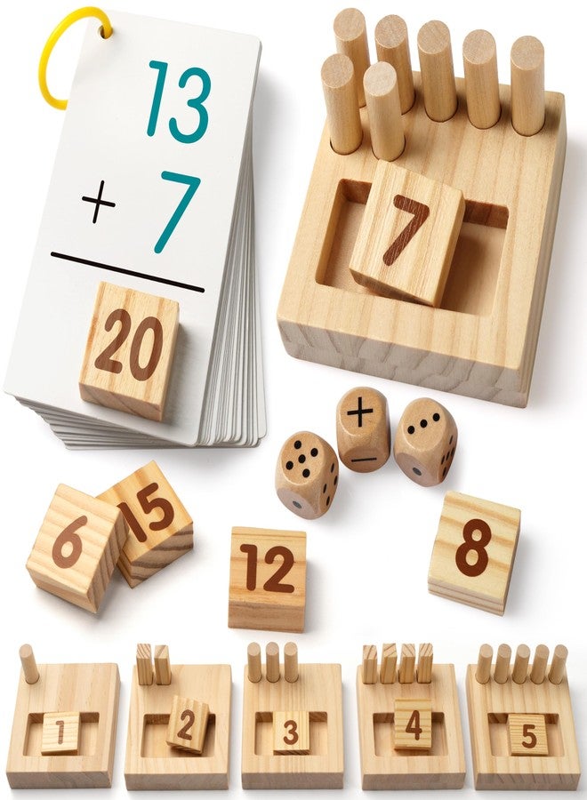 SYNARRY Wooden Counting Peg Boards - Montessori Math Manipulatives for Kindergarten Learning Activities, Number Addition and Subtraction Game, Easter Basket Stuffer Valentine Day Gift for Kid Ages 3-8 - Image 1