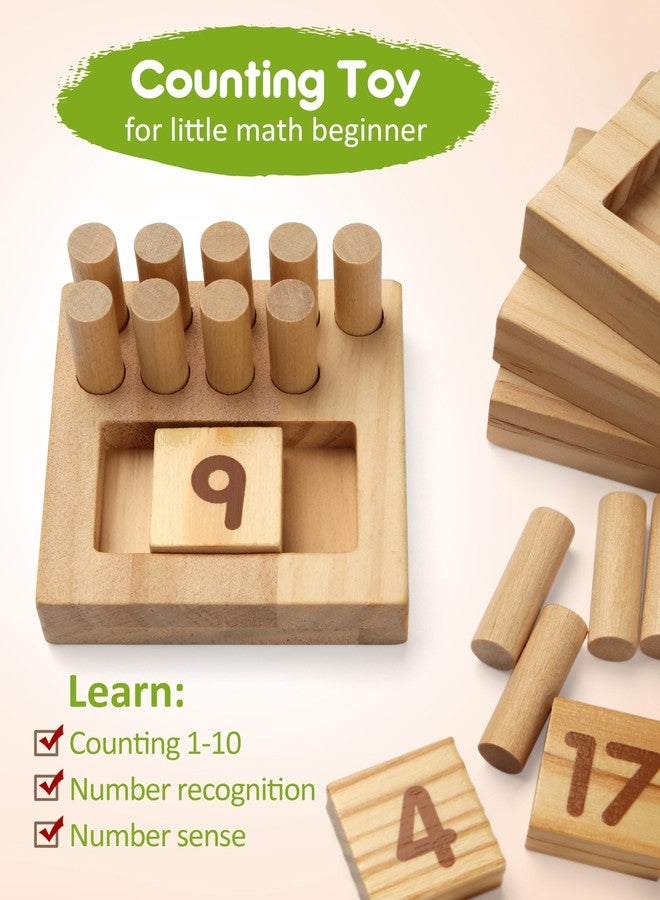 SYNARRY Wooden Counting Peg Boards - Montessori Math Manipulatives for Kindergarten Learning Activities, Number Addition and Subtraction Game, Easter Basket Stuffer Valentine Day Gift for Kid Ages 3-8 - Image 2