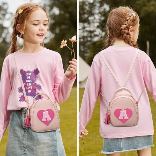 KKXIU Purse Gifts for Girls Cute Little Girl Crossbody Bag Heart Kids Small Backpack with Tassel (A) - Image 2
